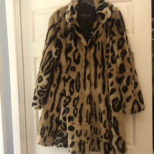 Faux Leopard print swing coat